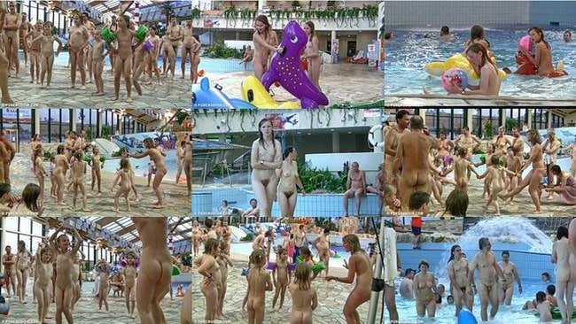 Europäisches FKK-Video im Wasserpark mit Schwimmbad [Naturism Online]